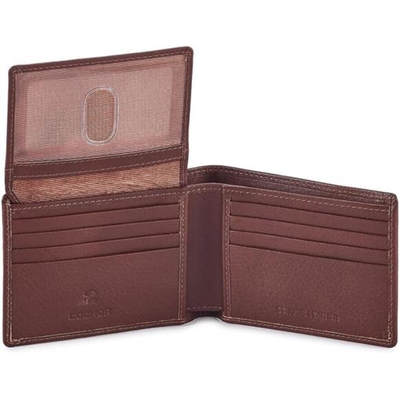 Wallet for Men's RFID Blocking Real Leather Bifold Stylish 2 ID Window